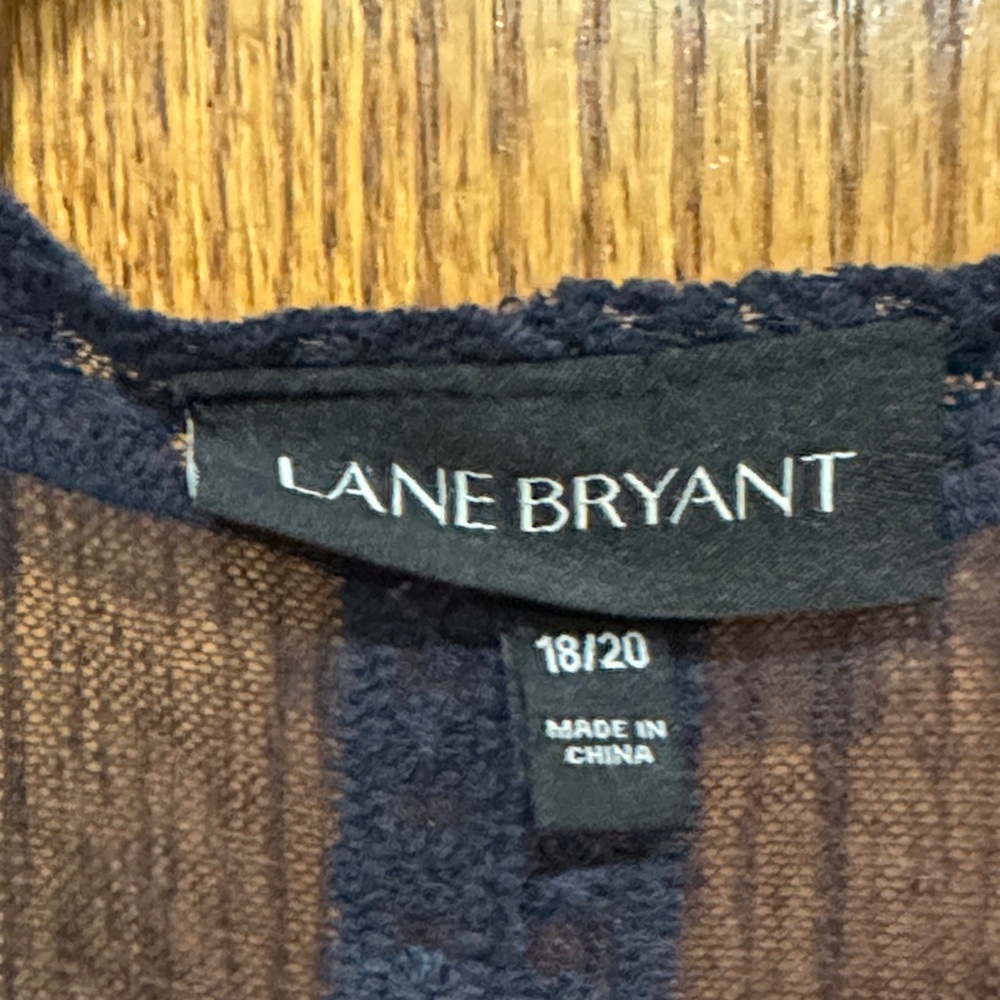Lane Bryant Navy Sheer Open-Front Cardigan - Picture 2 of 5